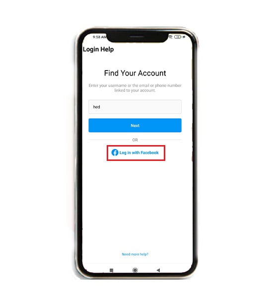 بازیابی پسورد اینستاگرام با فیسبوک