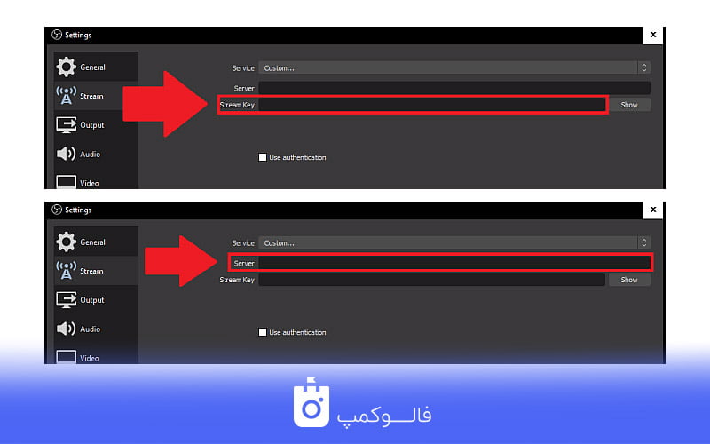 بخش RTMP در او بی اس